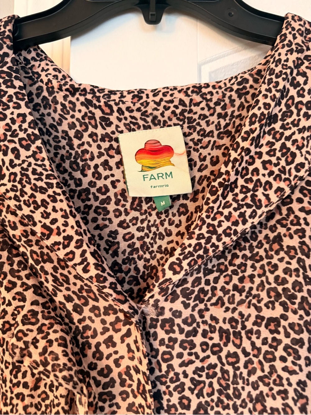 FARM Rio Brown Leopard Print Ruffle Long-Sleeve Dress - Picture 8 of 9
